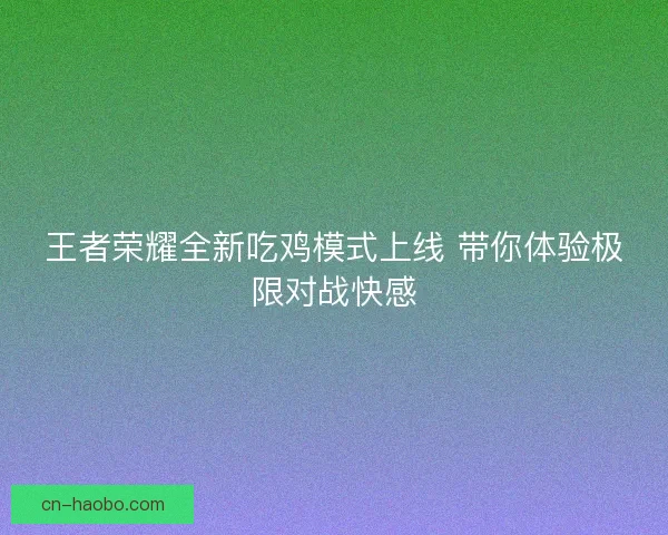 王者荣耀全新吃鸡模式上线 带你体验极限对战快感